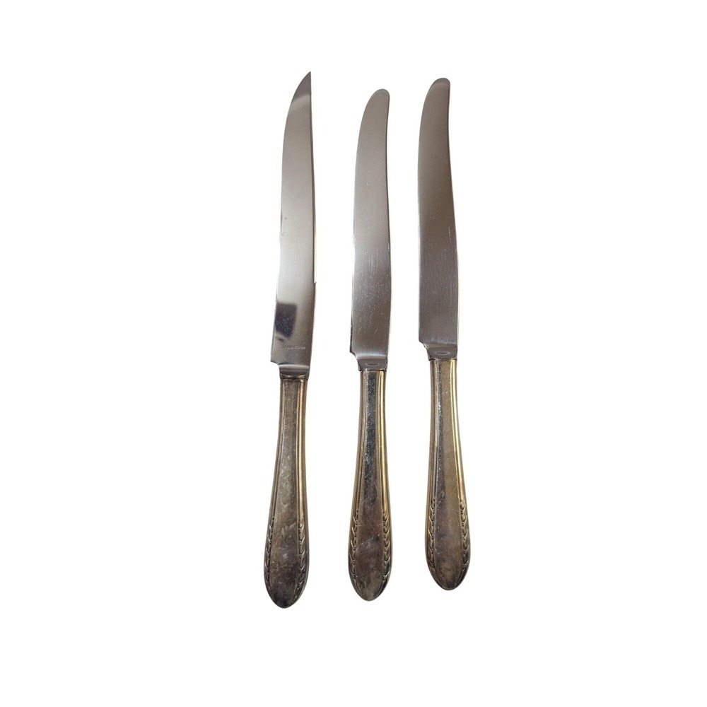 Holmes & Edwards May Queen 1 Steak Knife 2 Dinner Knives Silverplate 1951 Set